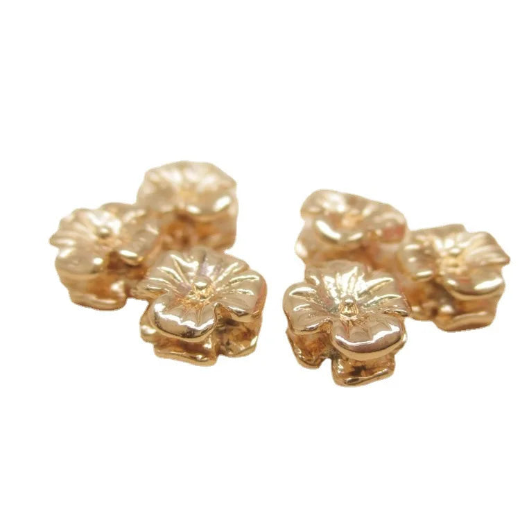 Wholesale Double-Sided 24K Gold Plated Flower Spacer Beads for Jewelry Making Findings