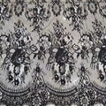 Wholesale Black Floral Chantilly Eyelash Lace Fabric Dyed for Garment LT21565