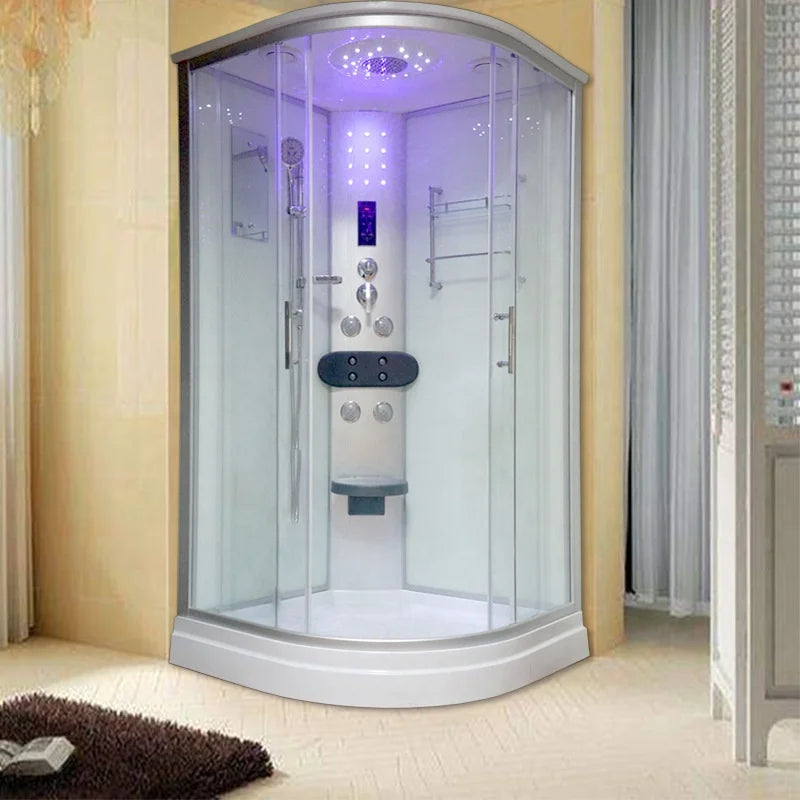 Basic Style Bathroom Shower Room with Computer Panel Control and Top Ceiling Rain Shower Steam and Massage Function for Option