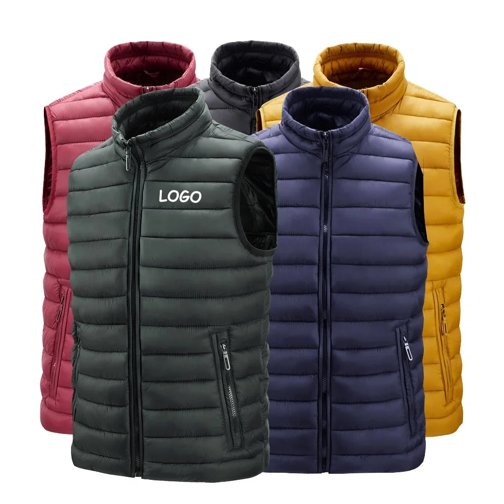 Oem Mens Black Sleeveless Nylon Puff Jackets Lightweight Gilet Jacket for Causal Outdoor Sleeveless Vest Jacket