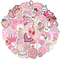50Pcs New Cartoon Pink Girlish Graffiti Stickers Decorative Label for Luggage Laptop Guitar Notebook PVC Waterproof Sticker