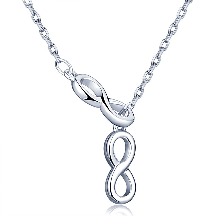 925 Sterling Silver Jewelry Double Infinity Y Choker Necklaces