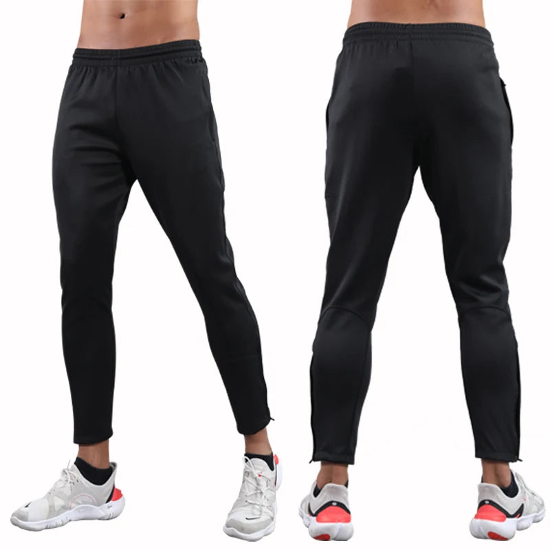 Mens Soccer Training Sport Trousers With Pocket Zipper Jogging Male Fitness Workout Running Pants 1 Piece Sportswear Adults