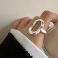 Irregular Exaggerated 925 Sterling Silver Hollow Oval Round Shape Rings Fine Jewelry for Women 2023