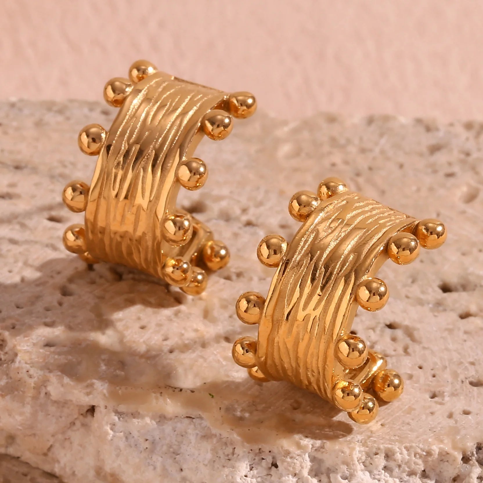 Dreamshow Jewelry 2024 Bohemian Earrings Minimalist Gold Plated Hoop Earring Stainless Steel Jewelry