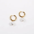 Fenny Non Tarnish Classic Light Luxury Elegant Pearl Huggie Earring for Women Wholesale Stainless Steel Ladies Jewelry