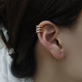 Non Piercing Trendy Multi Layers Ear Cuff Earrings Fashion Trapezoidal Zircon Ear Clips for Girls Women