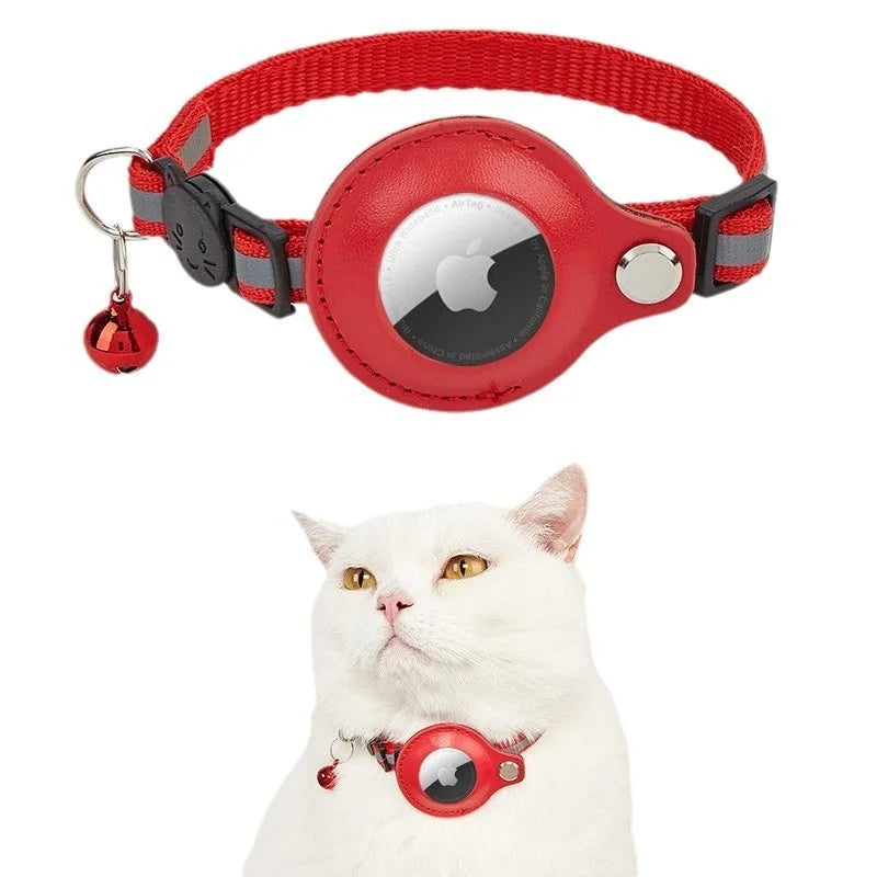 Pet cat and Dog Faux Leather Anti-loss Locator Protective case Collar - Does Not Include Locator