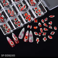 Box Rhinestone Nail Art Red Metal Nail Charms Decoration Nail Suppliers