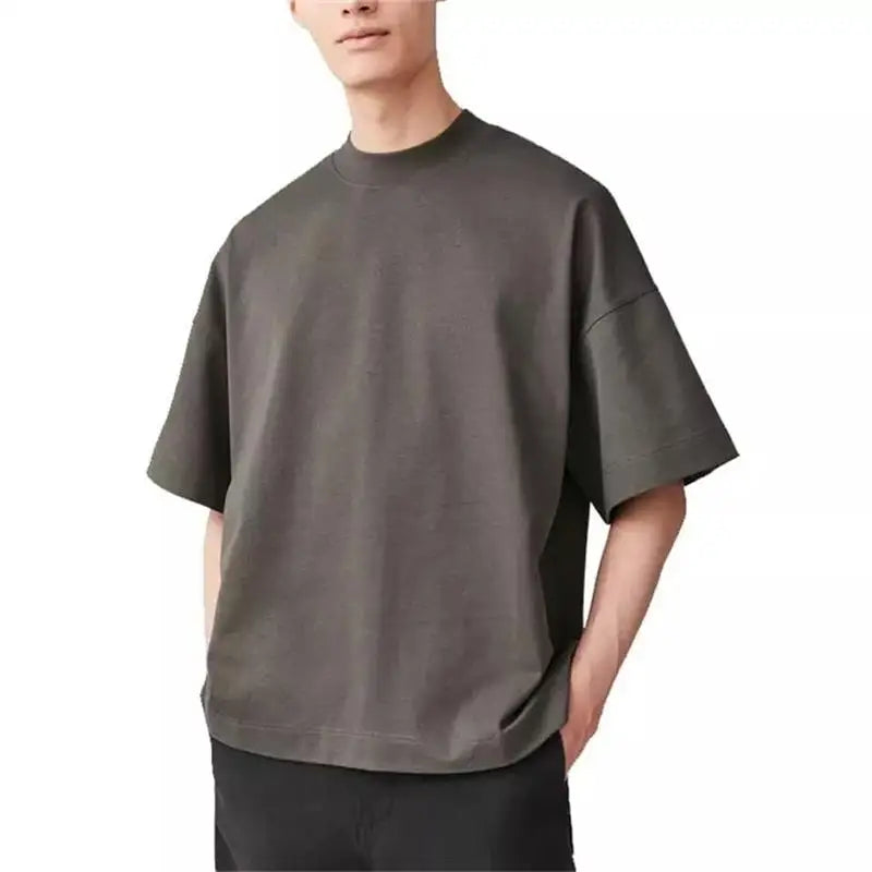 Streetwear Blank Tee Thick Collar Oversize t Shirt Heavy Cotton t Shirt