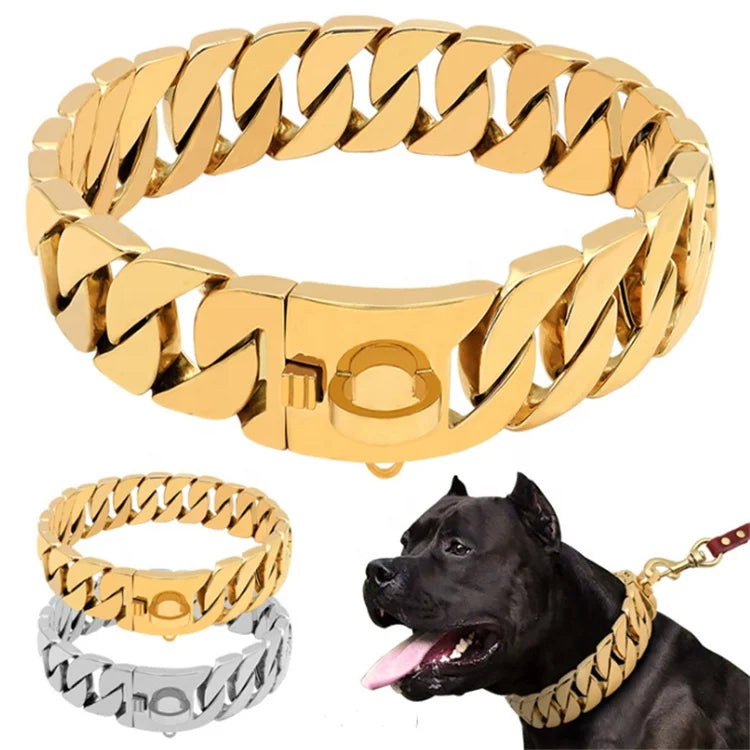 Dogs Chains Chill Fancy Metal Pet Gold Dog Chain Necklace for Bulldog