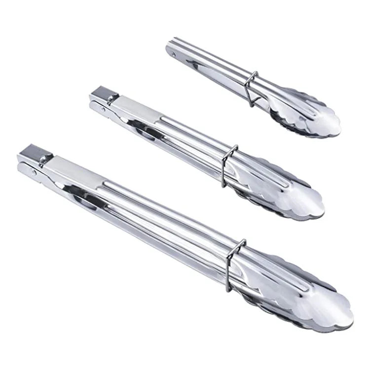 Barbecue Cooking Salad Grilling Frying  Stainless Steel Kitchen Tongs Set Metal Cooking Tongs Serving Tongs