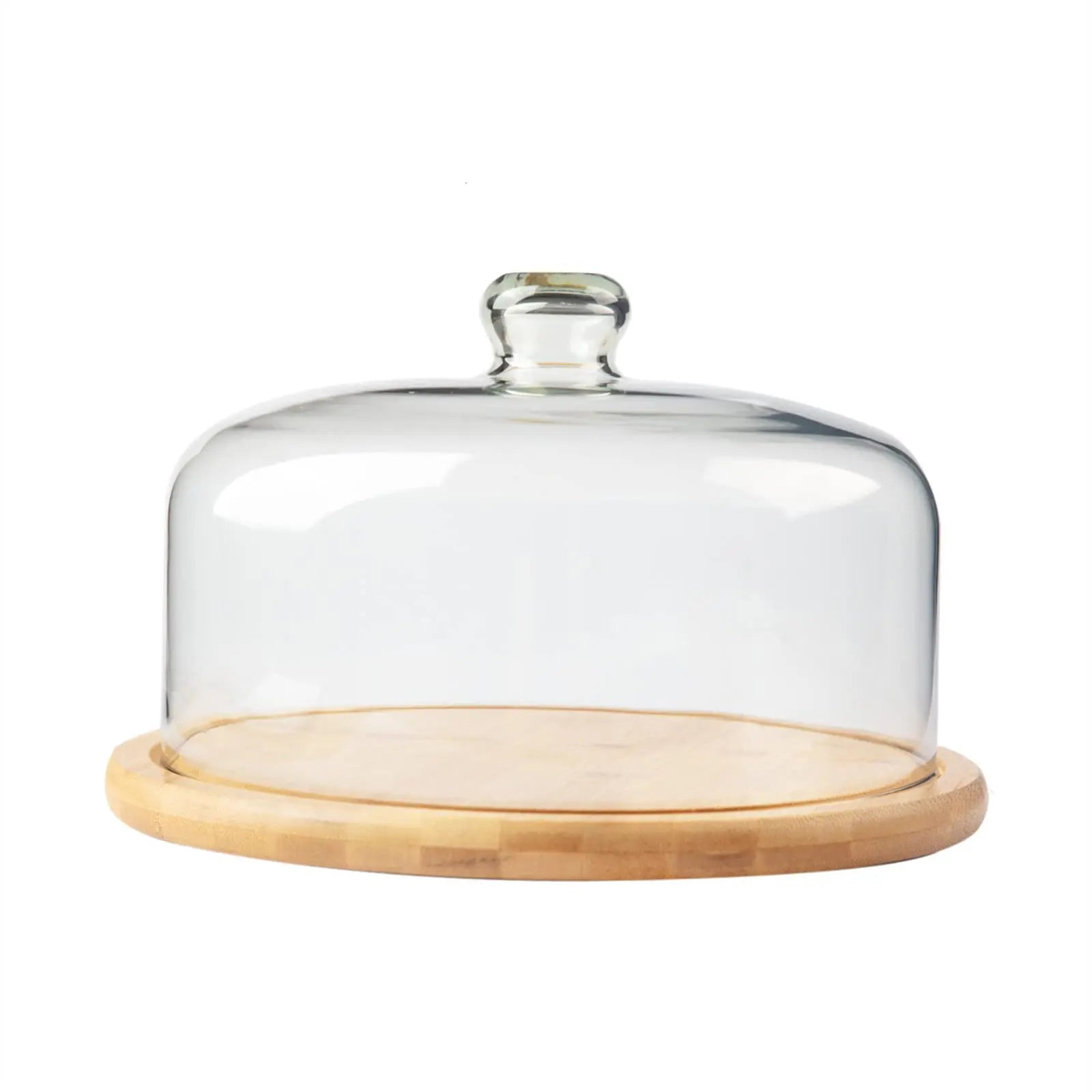 Hot Sale Wood Cake Stand with Glass Dome Cover 30x30cm Handcrafted Display for Desserts Pastries Customizable Color & Shape
