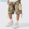 Custom Summer Baggy Real Tree Digital Print Contrast Panel Forest Camo Camouflage Work Pants Cavas Twill  Cargo Shorts Men