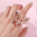 Wholesale Butterfly Finger Rings With Rhinestones Alloy Jewelries Party Gift for Women Girls