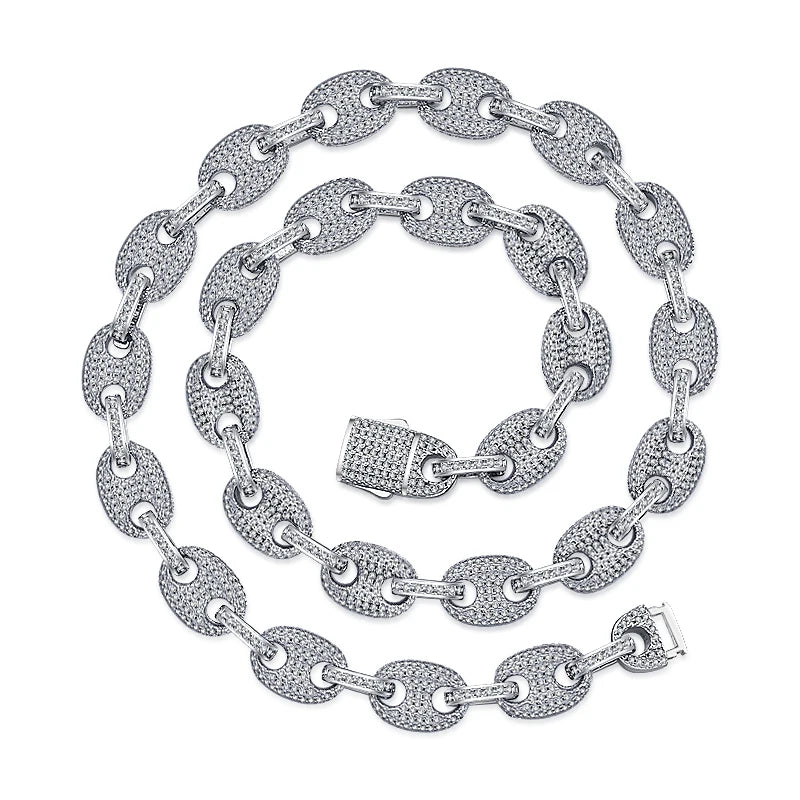 Miami Cuban Chain Necklace Men's Hip Hop Brass Silver Plated CZ Zircon Ice Geometric Engagement Party Wedding Anniversary Gift