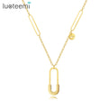 SP-LAM Latest Design Adjustable Stainless Steel Simple Statement Pendant Long Woman Gold Luxury Paperclip Necklace