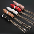 Deepeel AL340 1CM Adjustable PU Leather Bag Straps Bag Accessories Leather+Metal Chains Replaceable the Backpack Strap