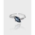 Trendy Minimalist Geometric Sterling Silver Rings Inlaid Blue Zircon 925 Sterling Silver Opening Ring