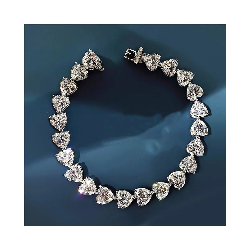 Fashion Jewelry Luxury Bracelet 925 Sterling Silver Heart Bracelet 7*7mm CZ Heart Bracelet for Woman