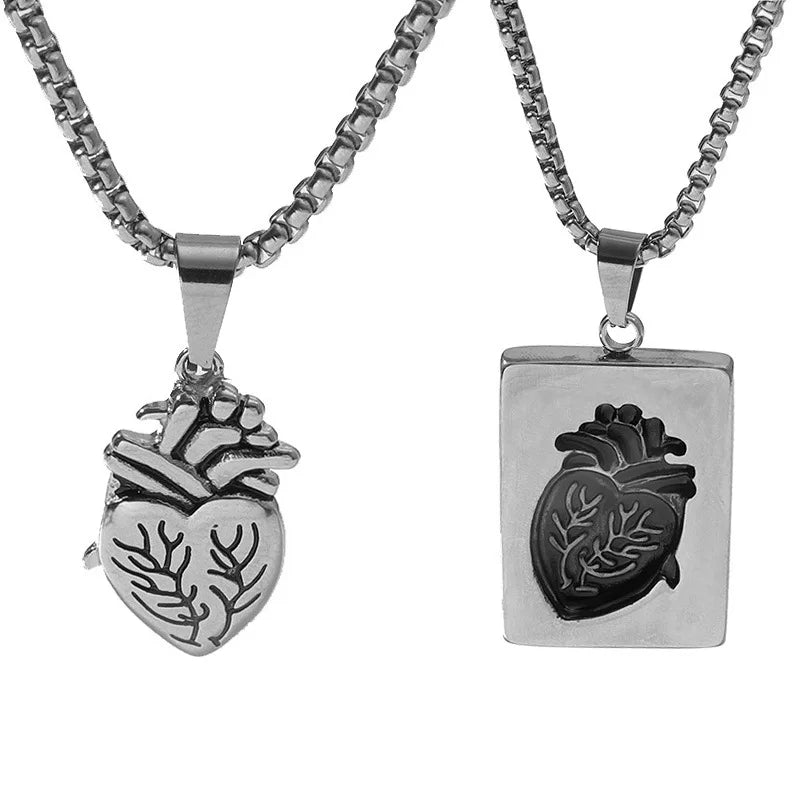 Heartbeat Harmony Metal Couple Pendants Creative Gold Silver Heart-Shaped Design Novelty Gift for Valentine's Day New Year