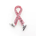 Fashion Rhinestone Pink Breast Cancer Awareness Ribbon Shoe Pin Brooch for Nurse Accessories