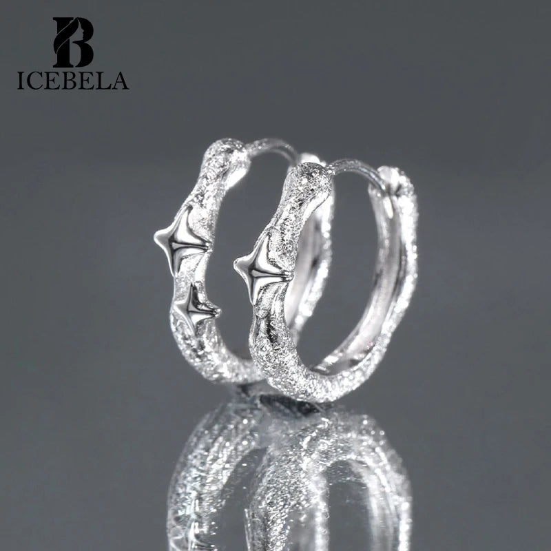 Wholesale 925 Sterling Silver Korean Minimalist Trendy Designer Fine Jewelry Tin Foil Textured Star Hoop Earrings for Girls