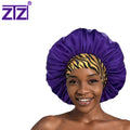 ZTZI Custom Logo Printed Zebra-print Stretch Wide HemSoft Hair Bonnet Satin Night Sleep Bonnet