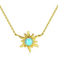 Fashion Jewelry 925 Sterling Silver 18K Gold Plated Opal Dainty Sunflower Pendant Necklace for Women/Daughter/Wife/Friends Gifts