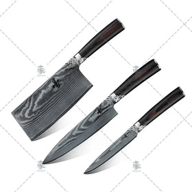 Hot Sale HEROISM Damascus Steel Knife Set 67 Layers VG10 Core G10 Glass Fiber Handle Drop Stocked Kitchen Knife