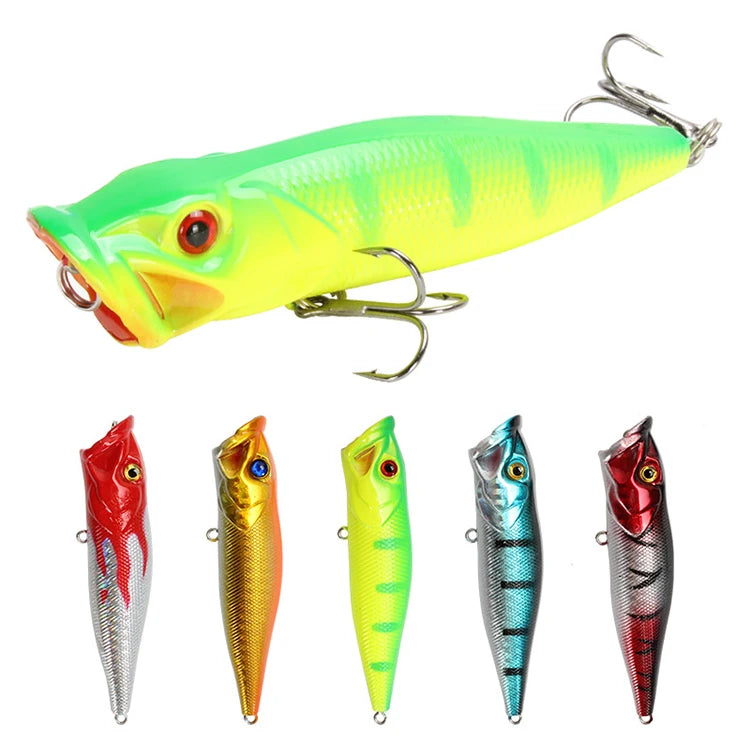 WEIHE Popper Fishing Lure 9cm 12.5g Pesca Fish Topwater Wobbler Isca Artificial Hard Bait Swimbait 3D Eyes Crankbait