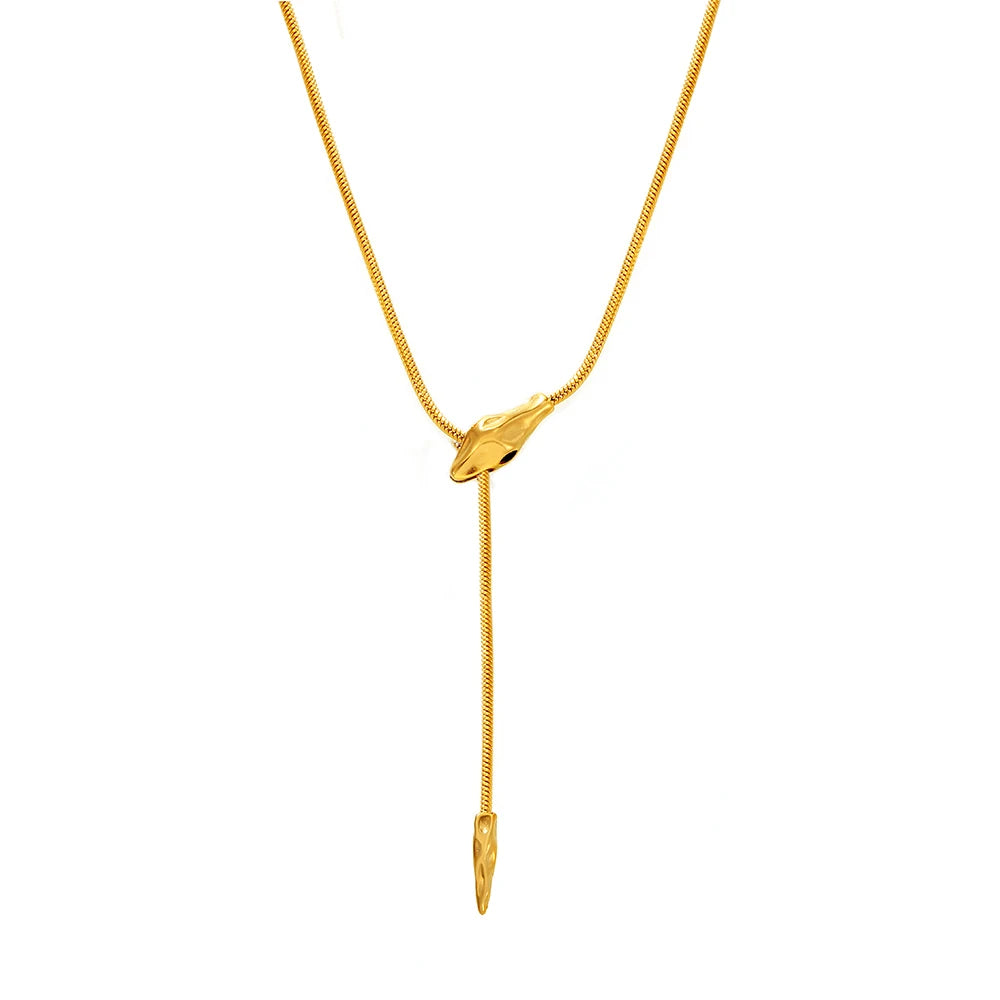 Chic Style Snake Head Necklace Personality Design Sense Cold Wind Stainless Steel Long Trend Necklace