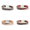 Leather Bracelet Polymer Clay Multi-layer Hand-woven Leather Bracelet Women's Magnetic Buckle Bracelet