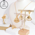 New Stainless Steel Gold Plated Pendant Chain Necklace African Jewelry Set Doop Earrings Dubai Jewelry Set