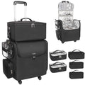 Relavel Hair Tool Hairstylist Traveling Bags with 5 Small Clear Bag Rolling Makeup Train Case with Large Makeup Trolley Suitcase