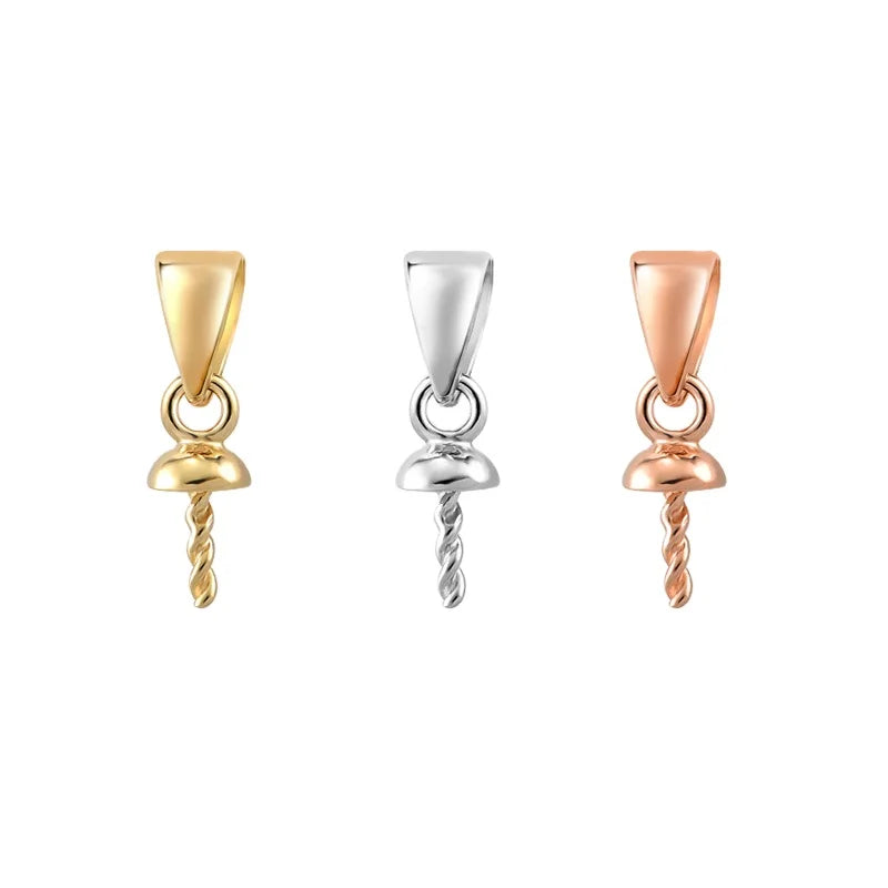 Wholesale Diy Plain Pendant Bail Pearl Button Mount 18k Gold Mounting for Pearls