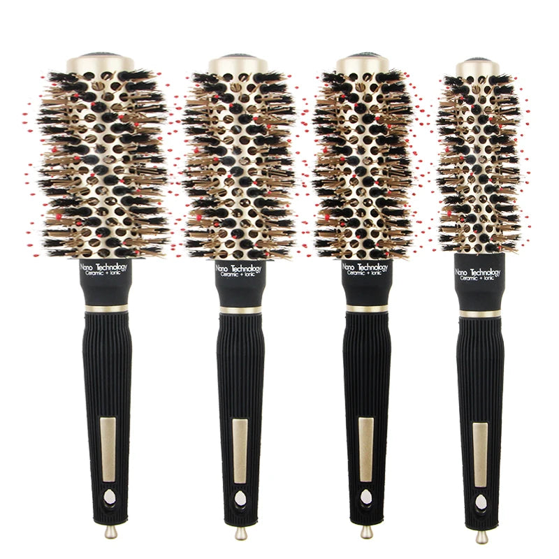 Masterlee Brand Professional Custom Bristle Gold Round Straight Hair Modeling Tools Wholesale Ceramic Electric Brush Salon Combs MegaBDM