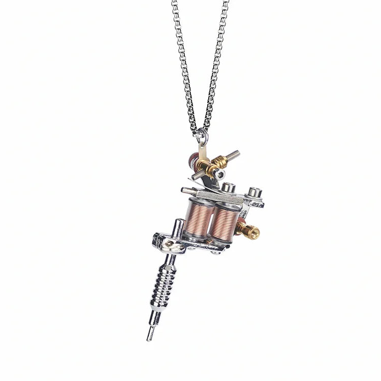 Vintage Personalized Jewelry Stainless Steel Tattoo Machine Pendant Necklace