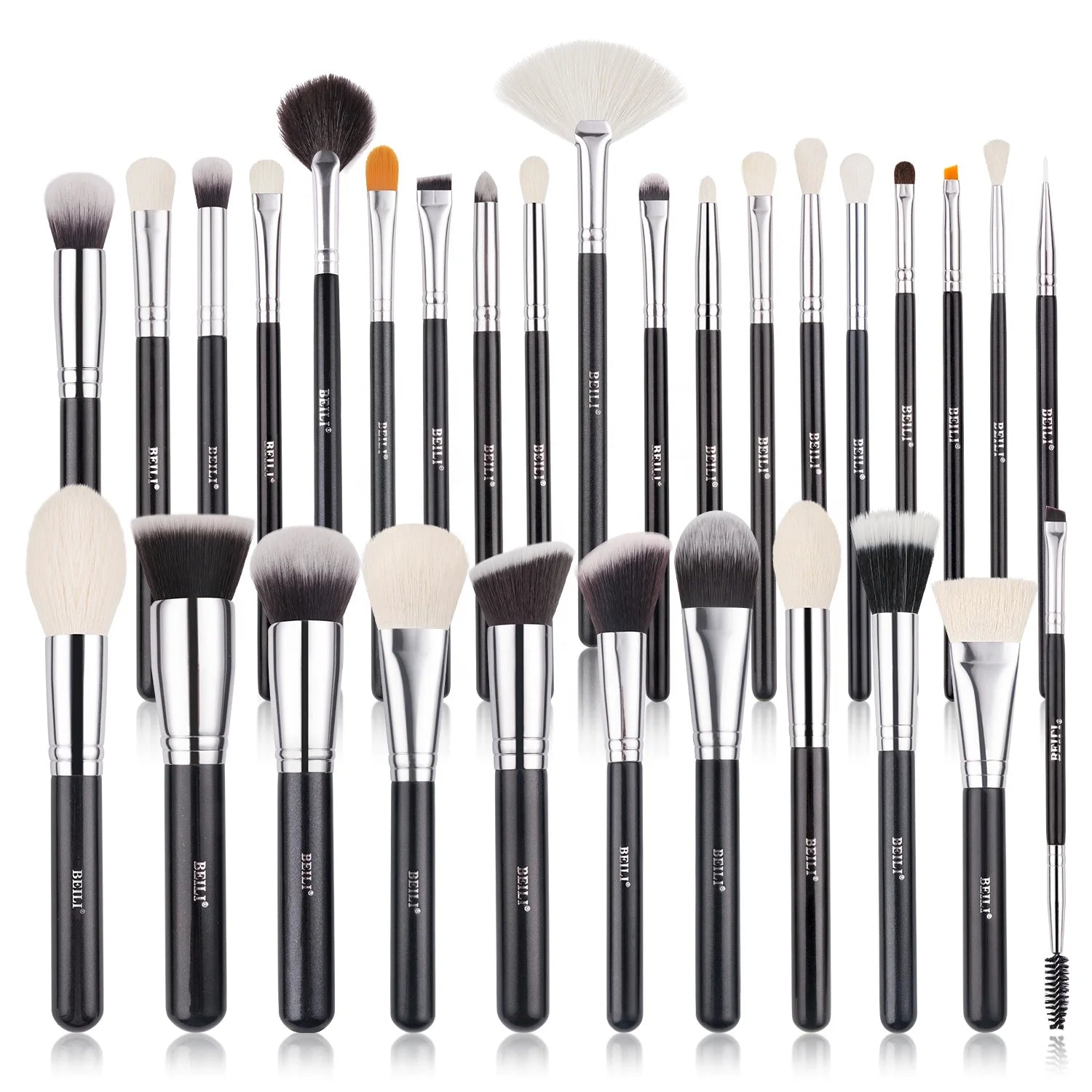 Ultra-soft Gentle Professional Makeup Brush Set Custom 30Pcs Dense Synthetic Goat Pony Hair Eco-friendly Wooden Handle for