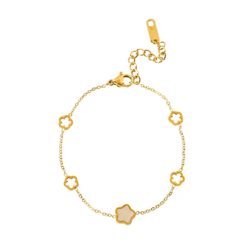 New Flower Shell Bracelet Stainless Steel Hollowed Out Flower Charm Bracelet for Women