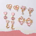 925 Sterling Silver Needle Cute Pink Heart Earrings 18K Gold Fashion Earrings for Women