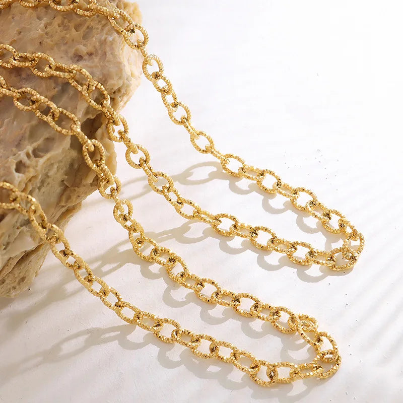 Hot Selling Niche Fashion Thick Chain Bracelet Stainless Steel Gold-plated Necklace Jewelry Sets Collar De Acero Inoxidable