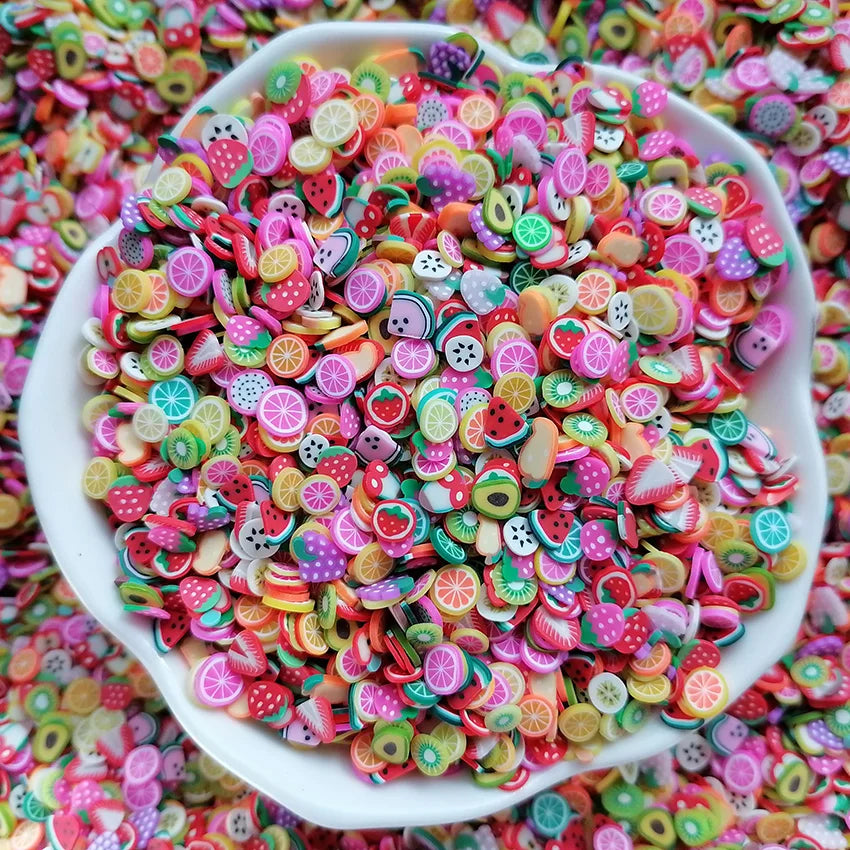 500g Fruit Mix Polymer Clay Slices Orange Lemon Kiwi Banana Strawberry DIY Craft Slime Polymer Sprinkles