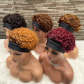 Cheap Pixie Curly Wig Natural Brazilian 250% Density COLORS Machine Made Human Hair Wig Ice Silk Hair Band