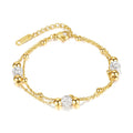 New Design Charm Fashion Jewelry Round Stainless Steel Gold Plated Zircon Women Tennis Bracelet