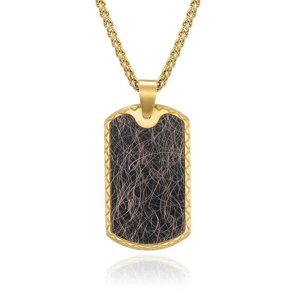 Men's Stainless Steel Rectangle Shape Necklace Gold Plated Hip Hop Pendant Fashion Jewelry with Christian Religious Theme