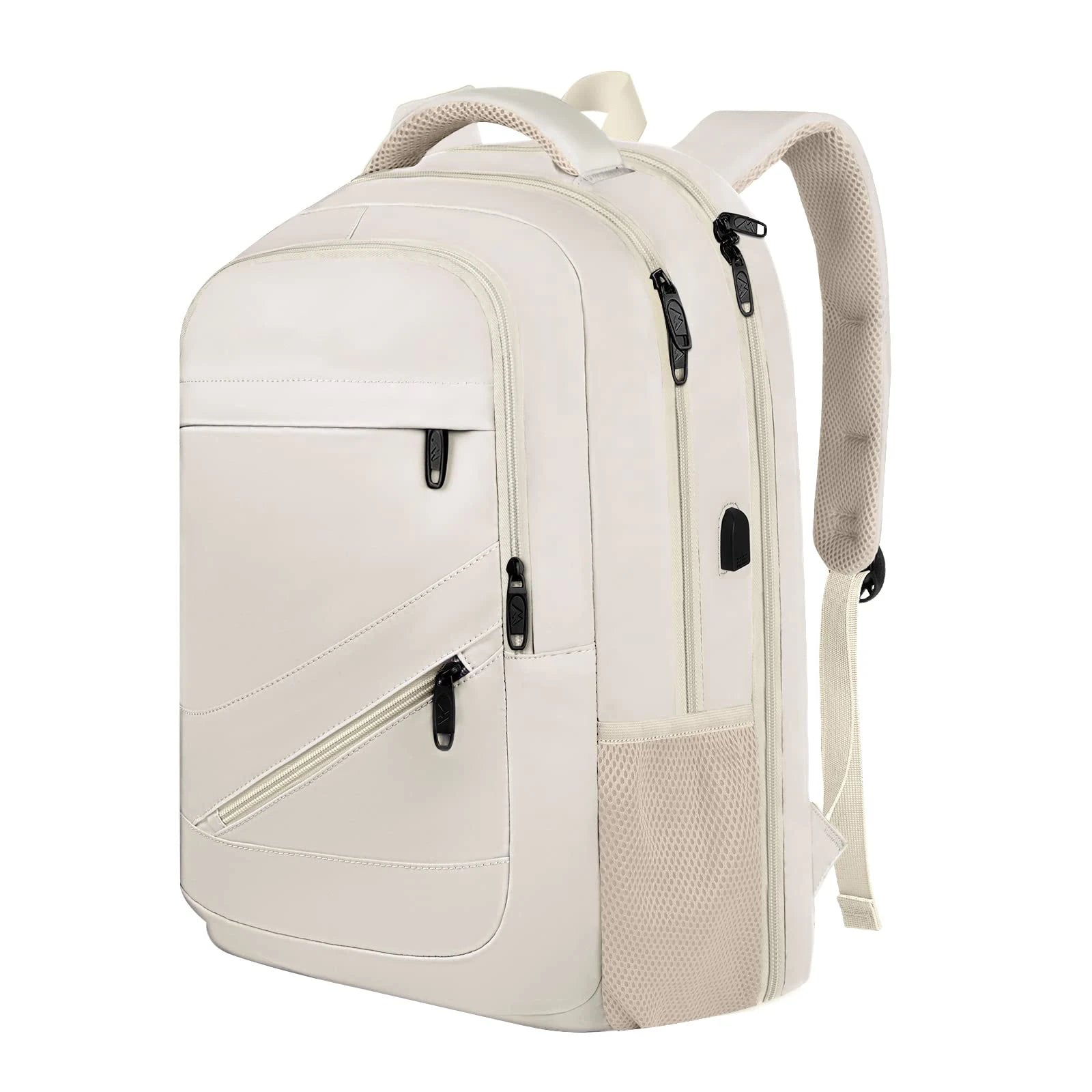 Executive White Rainproof Stitch Workout Tech Laptop Bag for Courier Technician with Usb Charger
