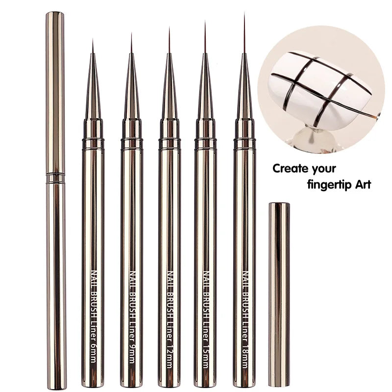 Professional Metal Handle Nail Art Brushes Set Line Art Brush Nail Extension Tool Pen Nail Art Drawing Liner Brush
