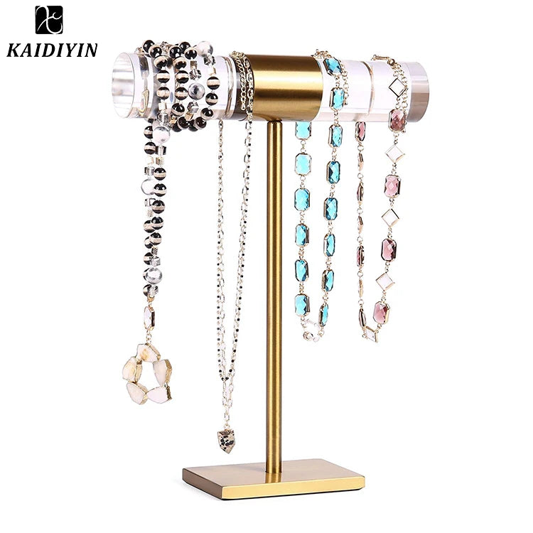 Hot Sale Portable for Metal Jewelry Bracelet Display Rack T-Bar Stand Adjustable Height for Bangles Commercial Use Carton
