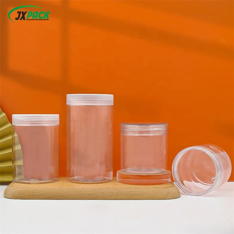 Instock Food Perserving 50/80/100/120/150/180/200/250/300/400/500ml Plastic Cans Dried Fruit Food Plastic Jars with Lids